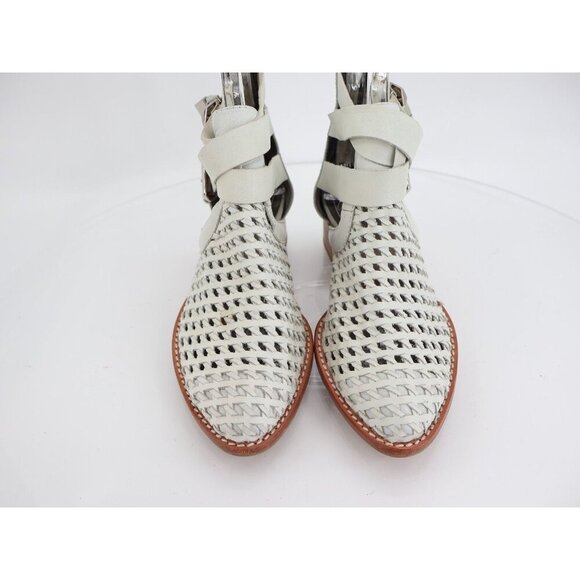 Jeffrey Campbell Womens Everly Boot Size 6.5 Ivory leather Block Heel Buckles - Picture 3 of 12